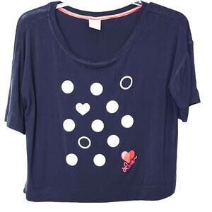 JENNI INTIMATES SHORT SLEEVE SLEEPWEAR TOP, WOMENS, L, DARK PURPLE WHITE RED